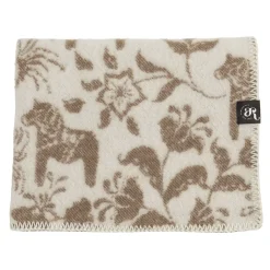 Barnfilt Leksand beige 65x95cm med dalahästar och kurbits