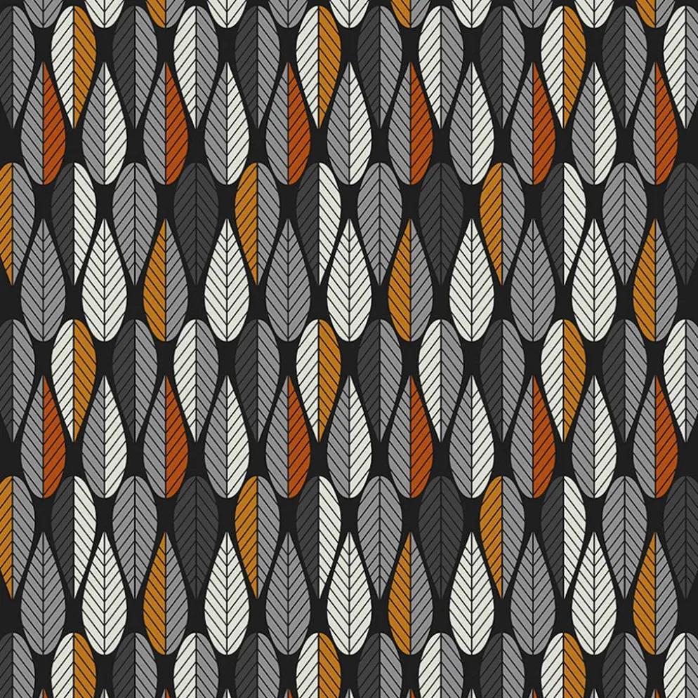 Blader svart-orange tyg