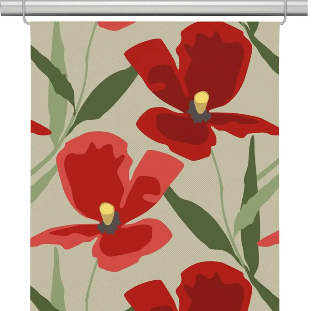 Blomsterskrud culla röd panelgardiner