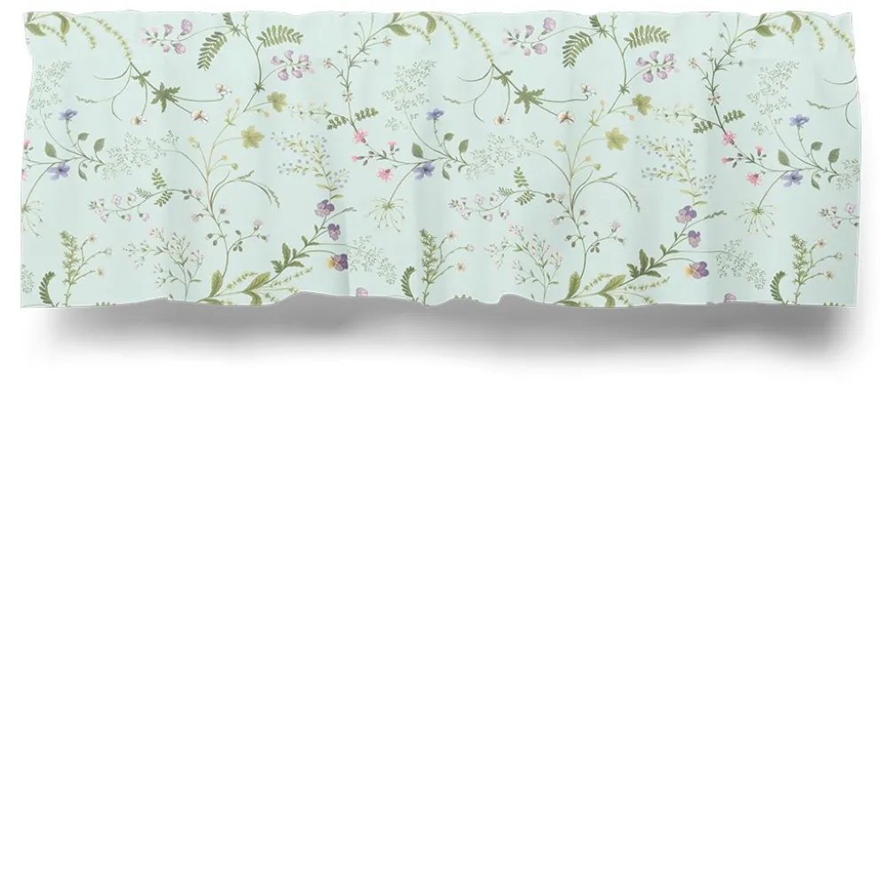 Blomsteryra ljusblå gardinkappa metervara