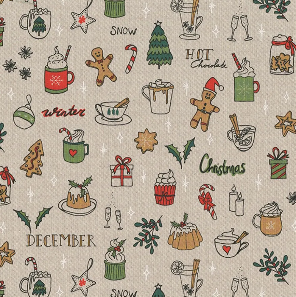 Christmas doodle tyg