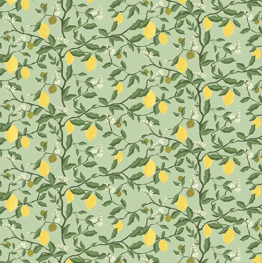 Citronträd grön - tyg med citroner