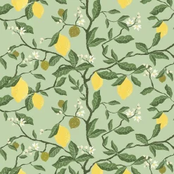 Citronträd grön - tyg med citroner