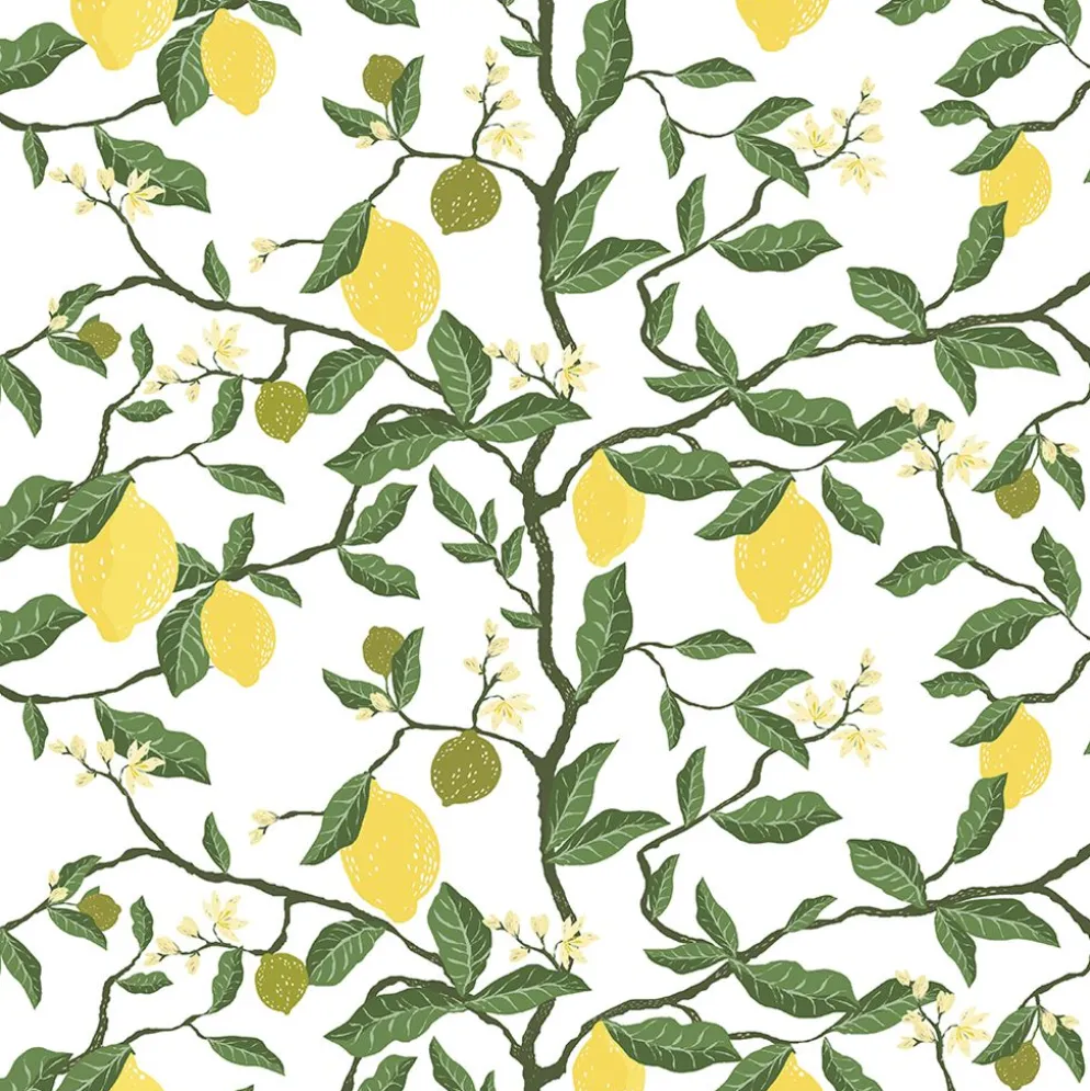 Citronträd gul - tyg med citroner
