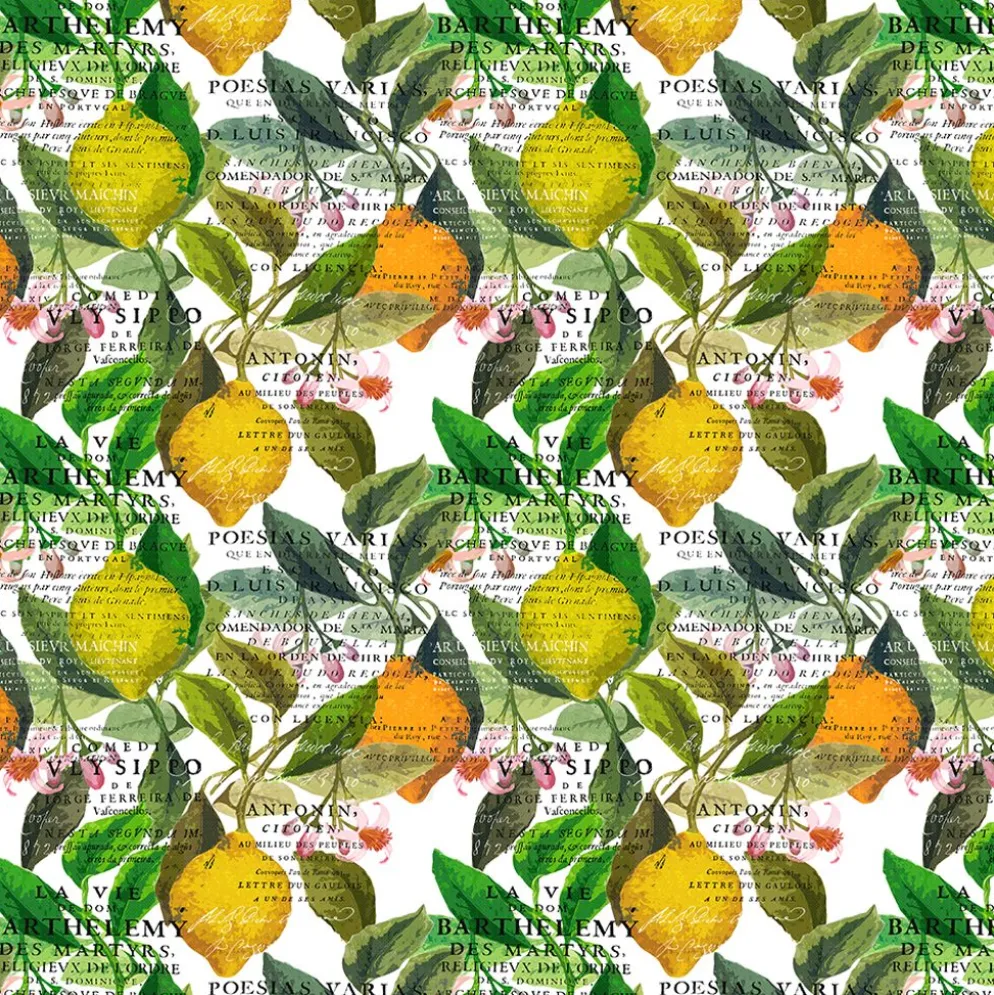 Citrus offwhite tyg – Ljus elegans med citrusdetaljer