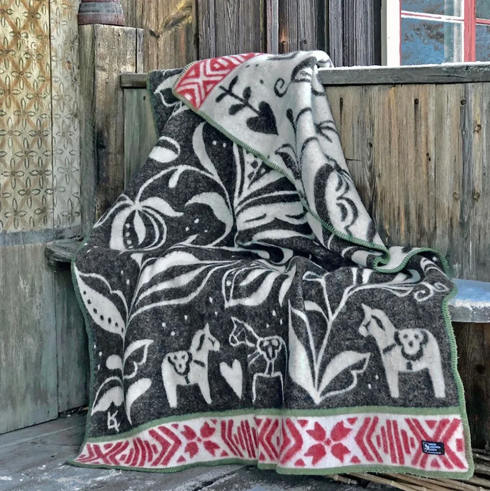 Dalarna svart ullfilt 130x180cm - Kerstin Landström Design