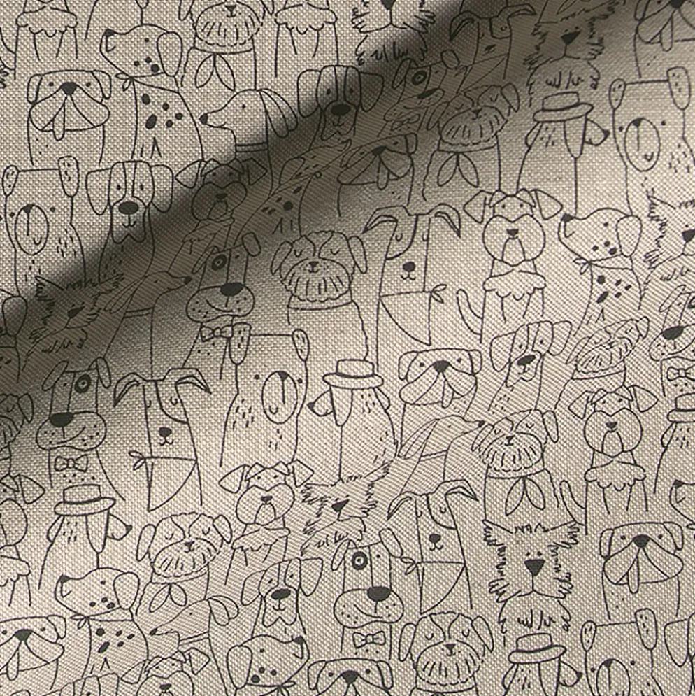 Dog cartoon tyg med tecknade hundar