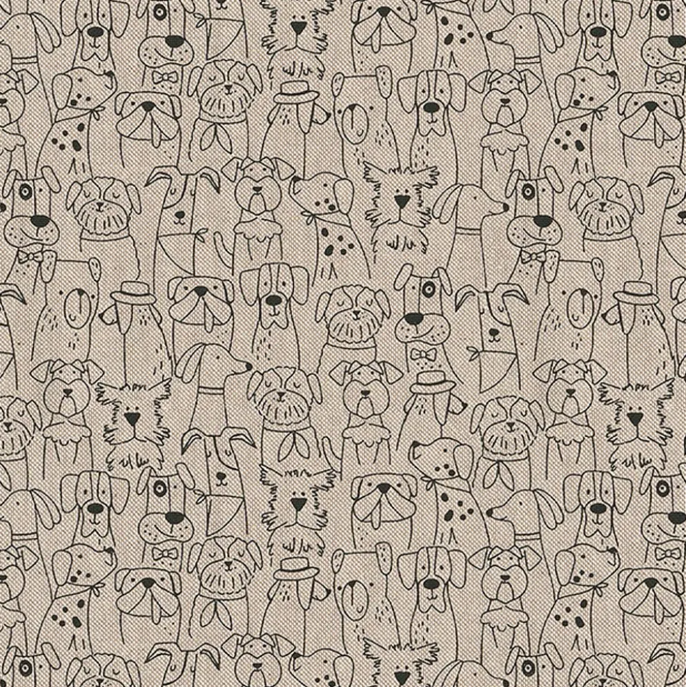 Dog cartoon tyg med tecknade hundar