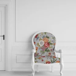 Dolores grå blommigt möbeltyg