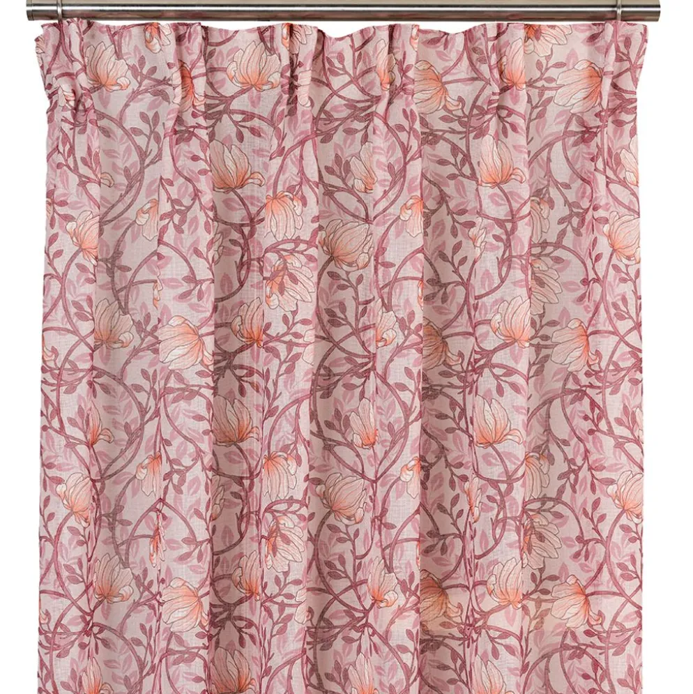 Emma rosa skira gardiner med blomstermönster 140x250cm