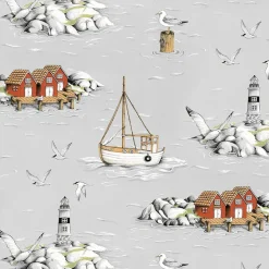 Fiskeskär grå tyg