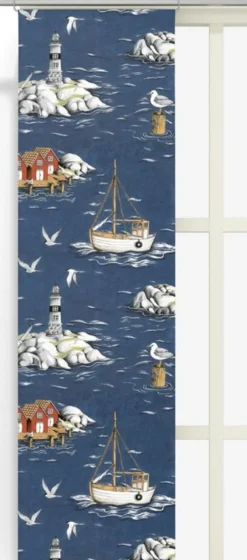 Fiskeskär mörkblå panelgardiner