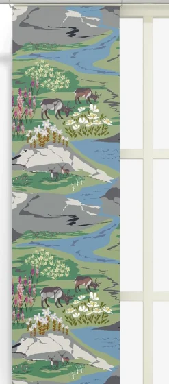 Fjällängar grå-grön panelgardiner