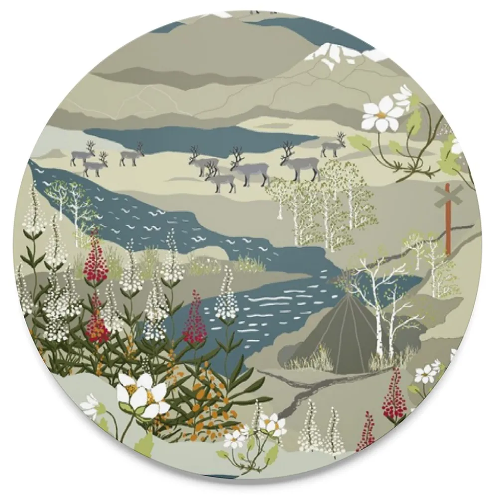 Fjällvandring beige-blå grytunderlägg