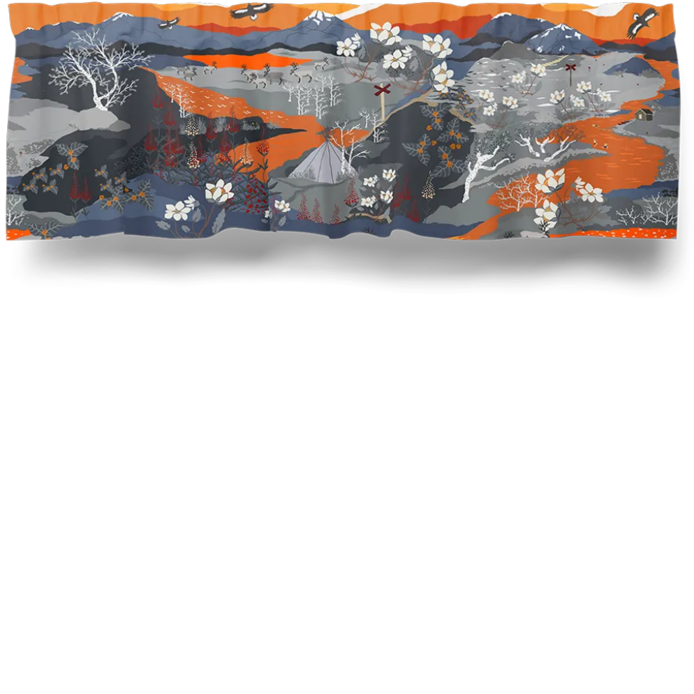 Fjällvandring orange gardinkappa metervara