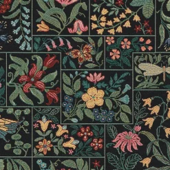 Folklore patch flowers svart möbeltyg