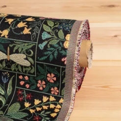 Folklore patch flowers svart möbeltyg