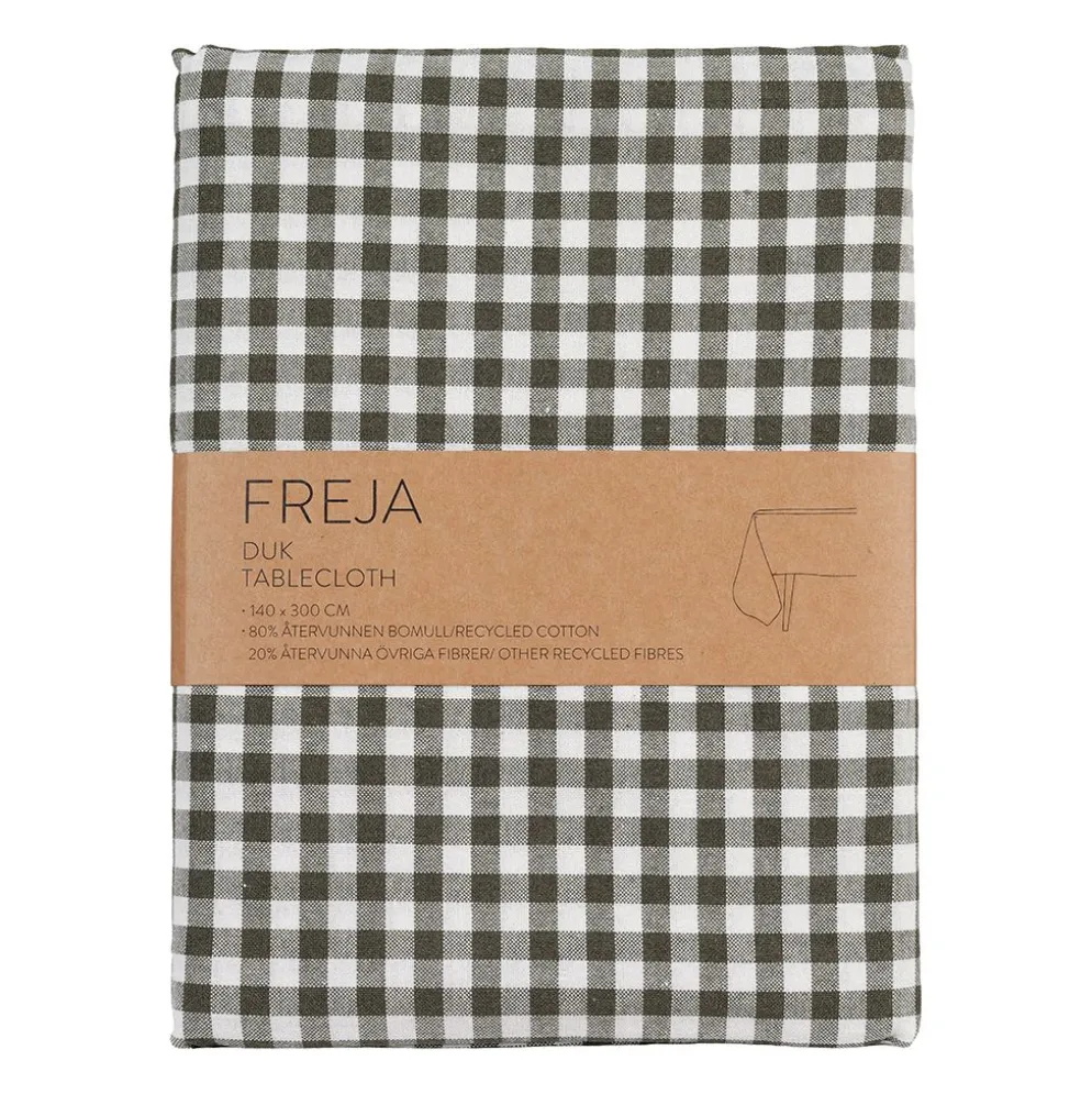 Freja grön bordsduk smårutig duk
