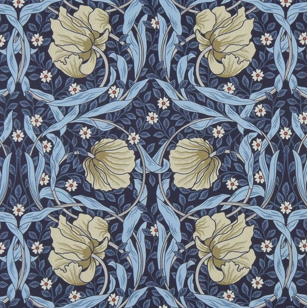 Grace blå tyg - Klassisk blommig Arts and Crafts design