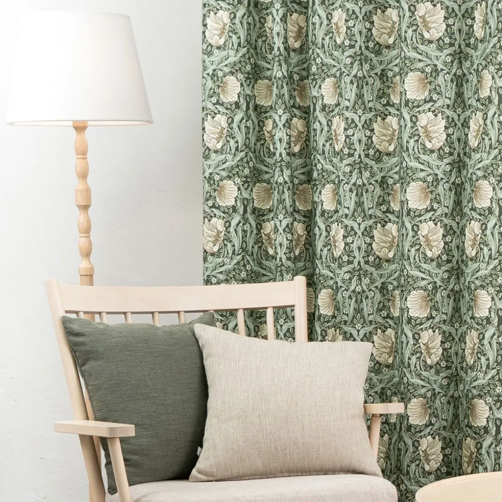 Grace grön gardiner - Klassisk blommig Arts and Crafts design