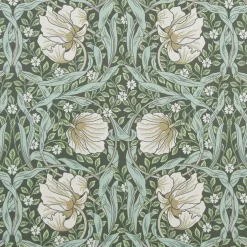 Grace grön tyg - Klassisk blommig Arts and Crafts design