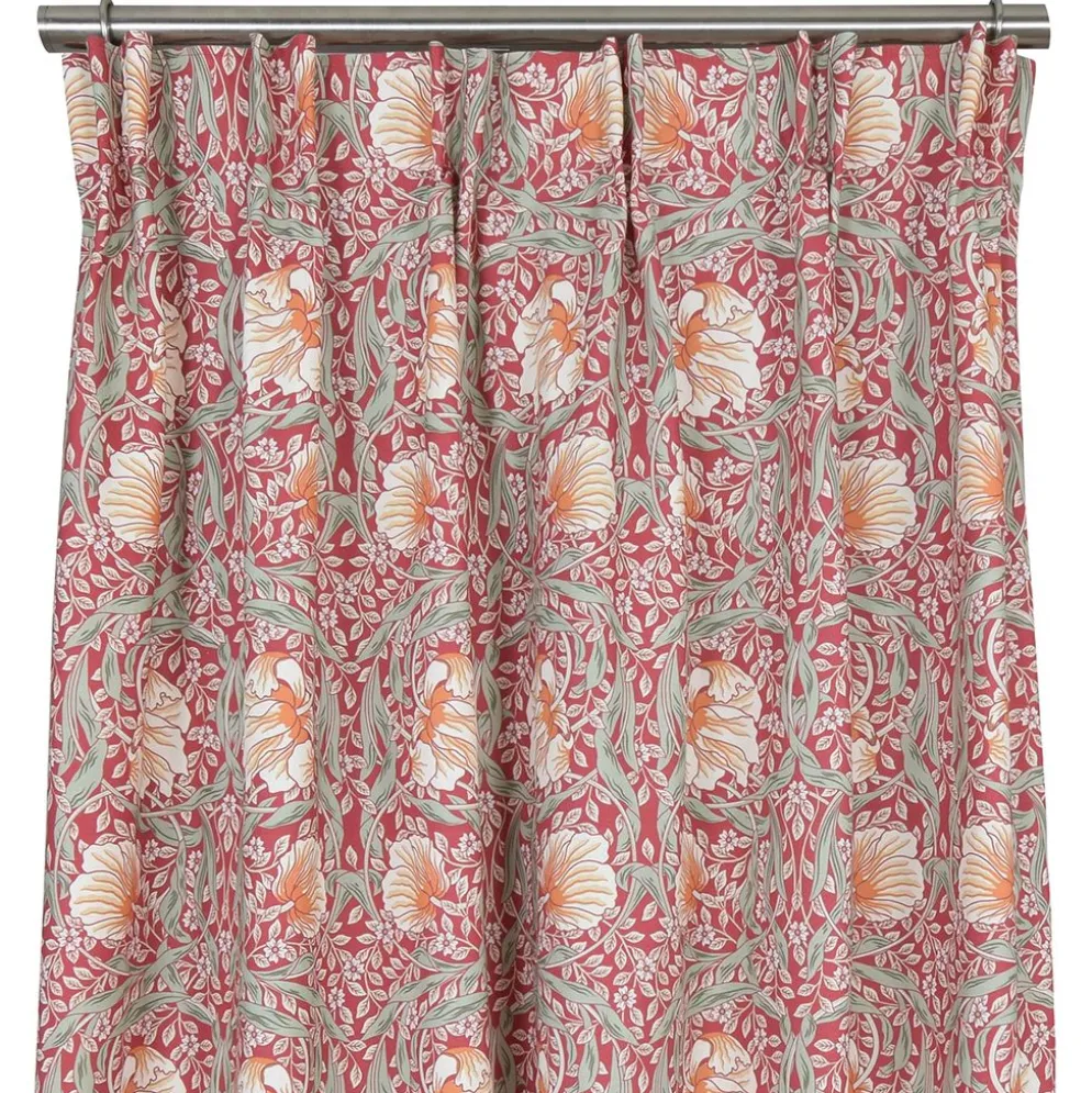 Grace röd gardiner - Klassisk blommig Arts and Crafts design