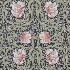Grace svart tyg - Klassisk blommig Arts and Crafts design