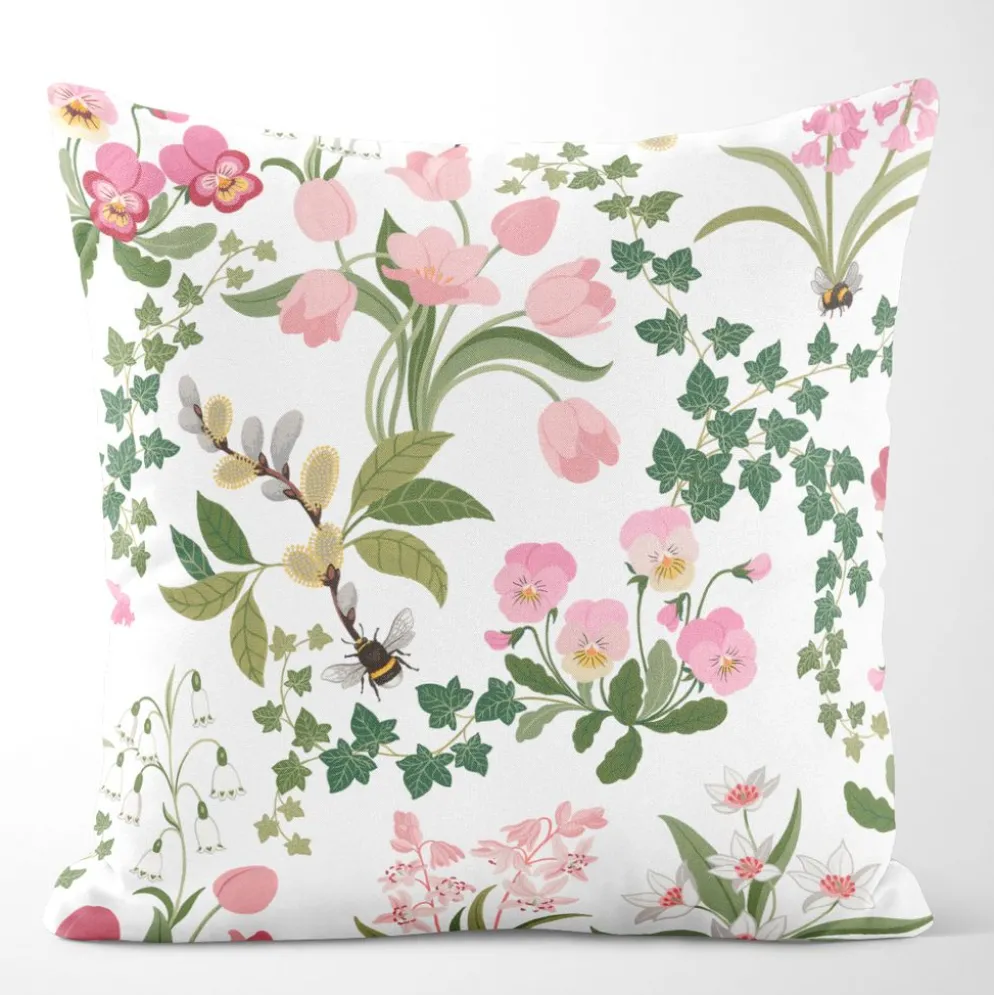 Humlegården rosa-grön kuddfodral
