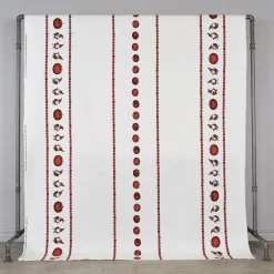 Juläpple vit bård tyg