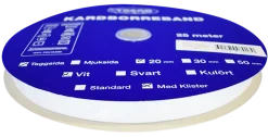 Kardborreband tagg klister vit 20mm - 25m rulle