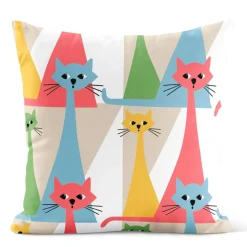 Kitty multi kuddfodral med retro katter