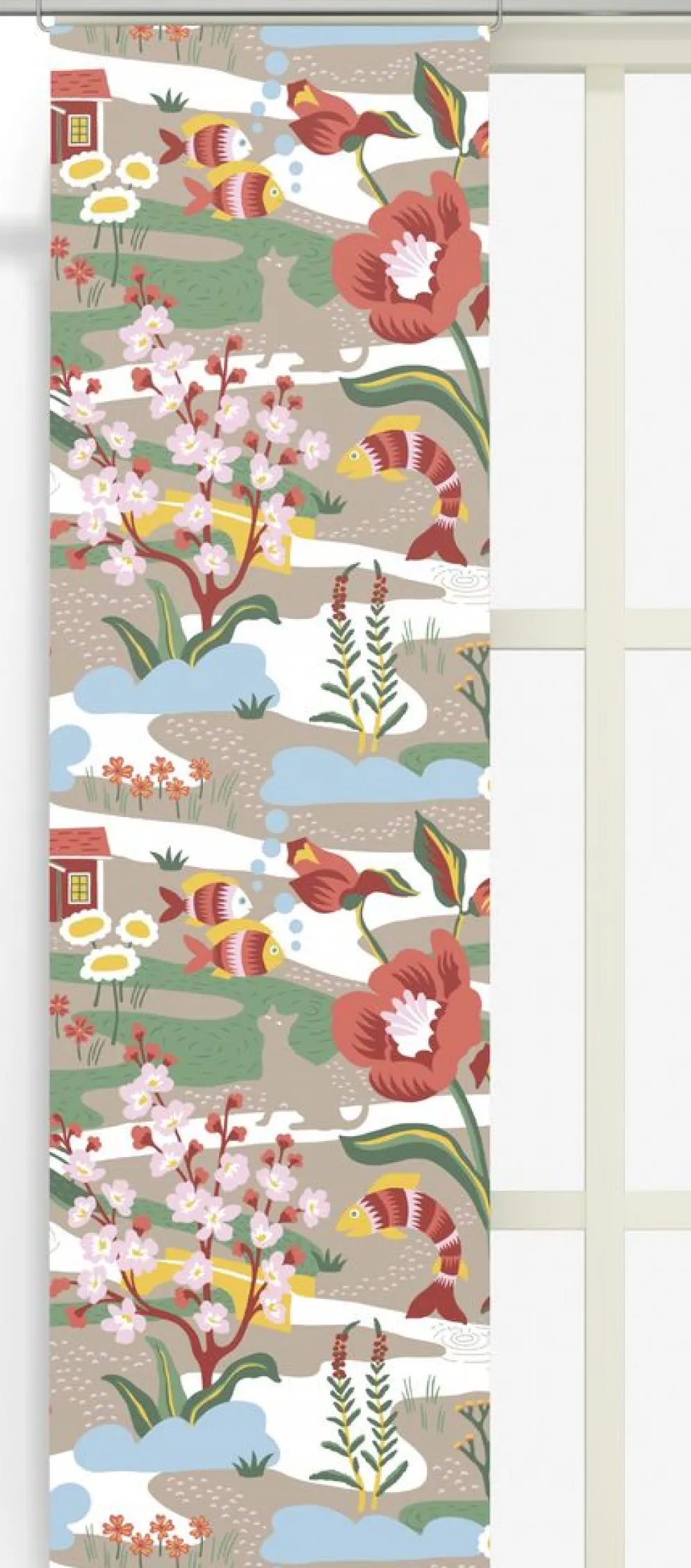 Landet bubblar orange-beige panelgardiner
