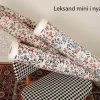 Leksand mini dalablå tyg med traditionellt dalahästtryck