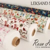 Leksand mini natur tyg med traditionellt dalahästtryck