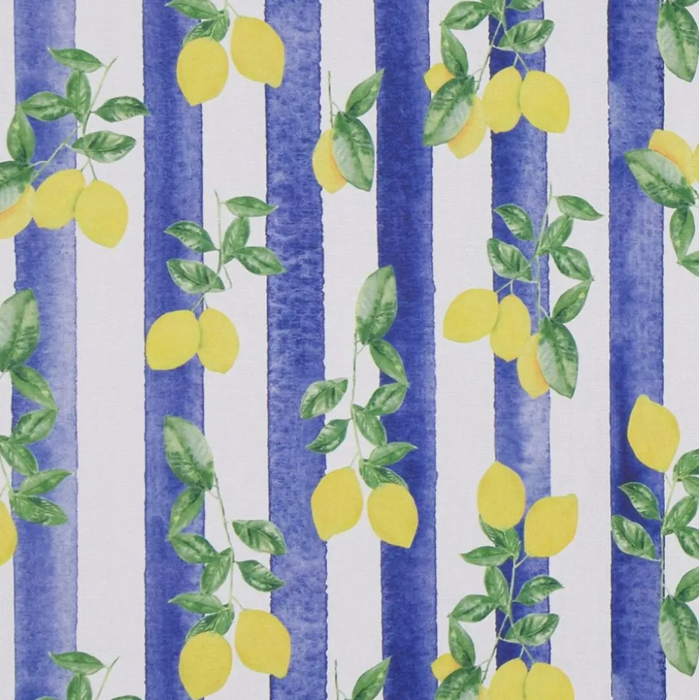 Lemon stripe tyg - ränder och citroner