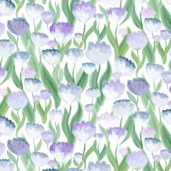 Ljuvligt blå – blommigt tyg i mjuka blå och lila toner