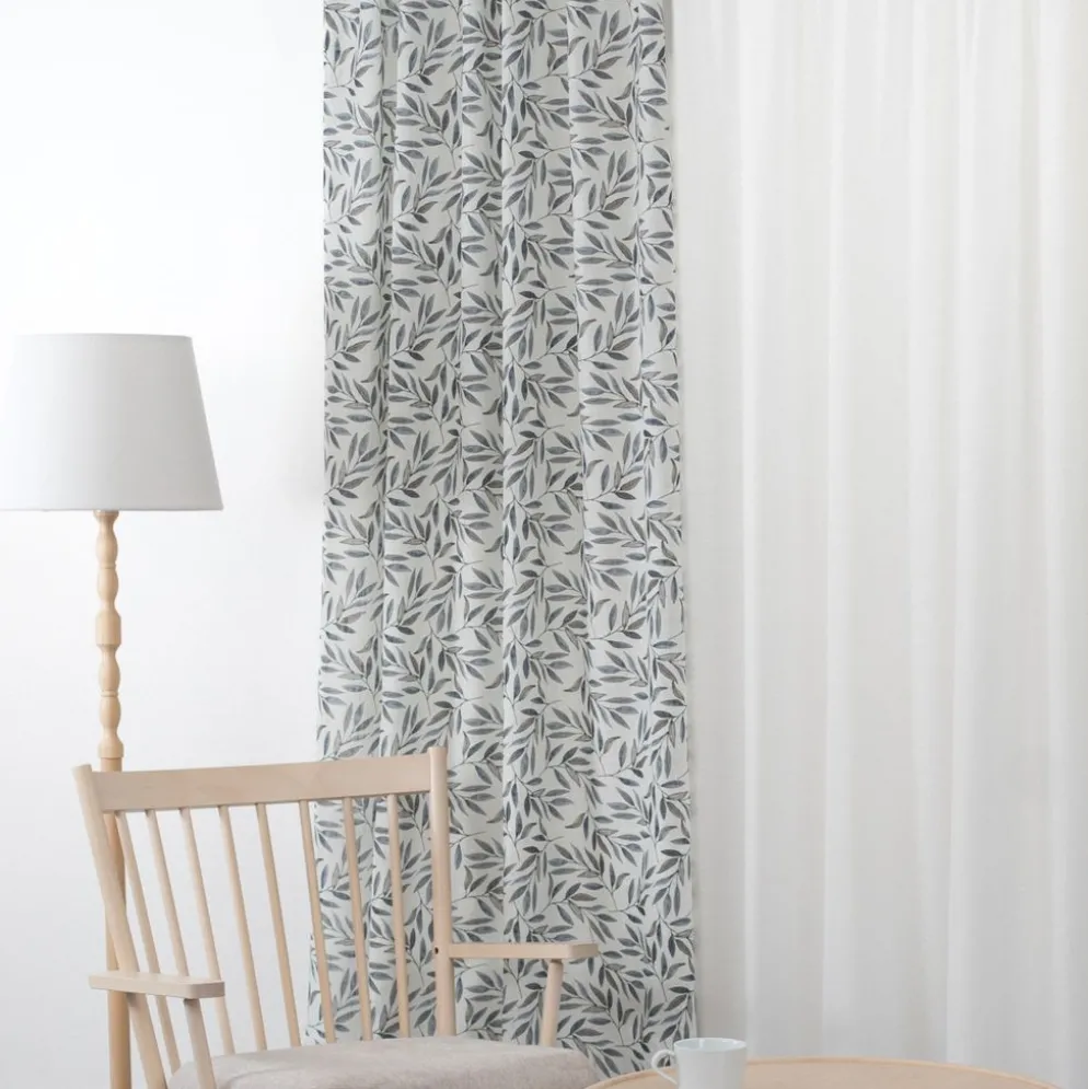 Louie Offwhite Gardiner med blad mönster