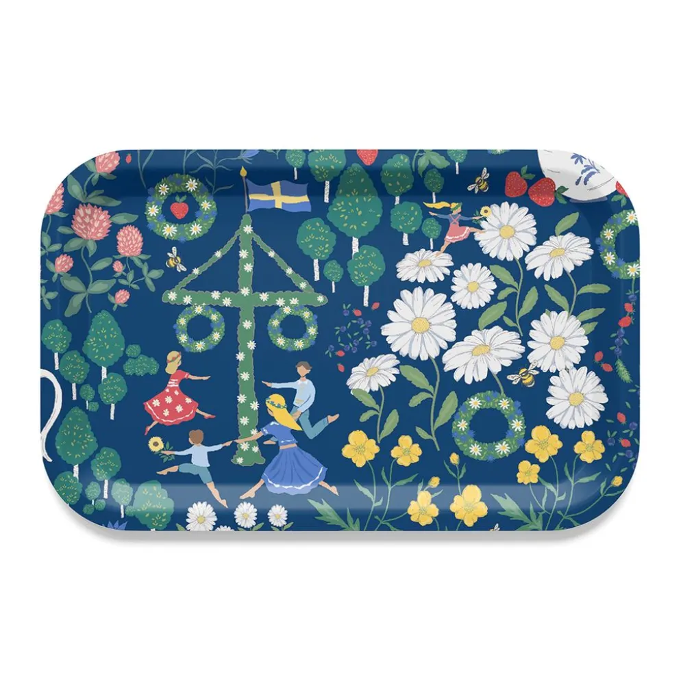 Midsommardans blå bricka 27×20cm