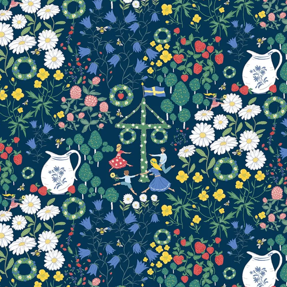 Midsommardans blå kuddfodral