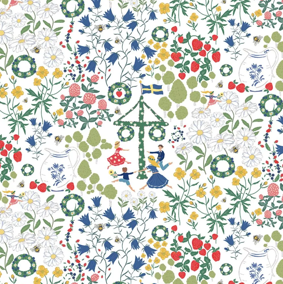 Midsommardans vit kuddfodral