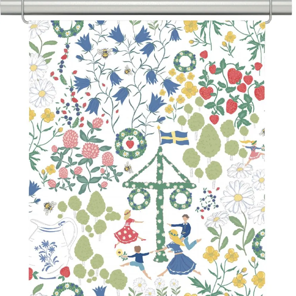 Midsommardans vit panelgardiner