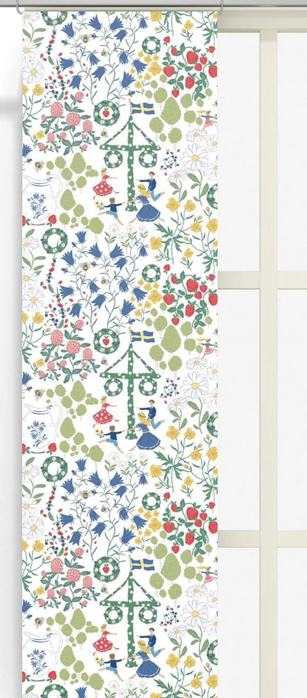 Midsommardans vit panelgardiner