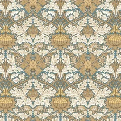 Opulence tyg -Slingrande blad, blommor och ornament