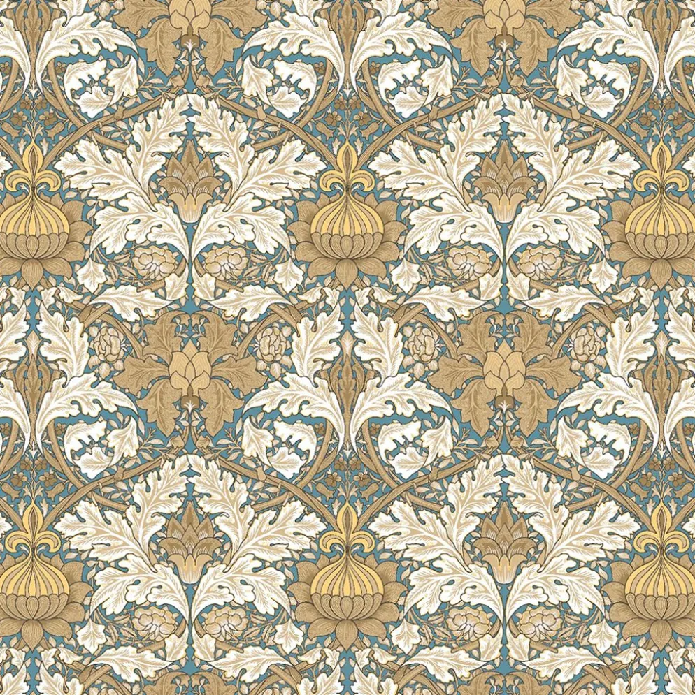 Opulence tyg -Slingrande blad, blommor och ornament