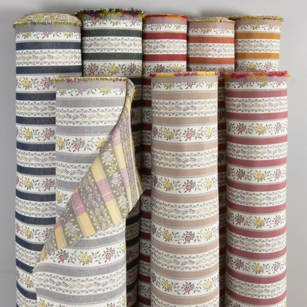 Portugal terrakotta randigt stiltyg för möbelklädsel