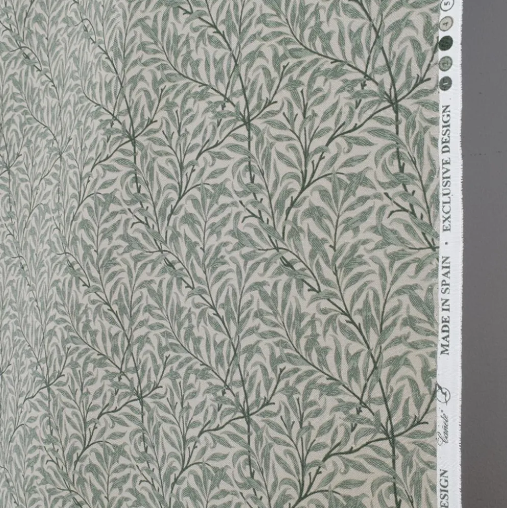 Ramas beige-mint tyg med kvistar och blad