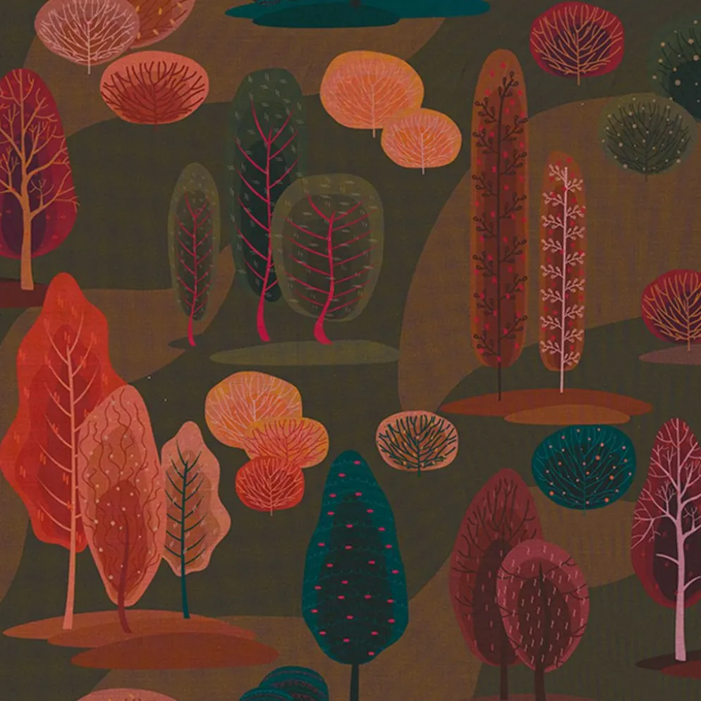 Retro Trees Park Tyg