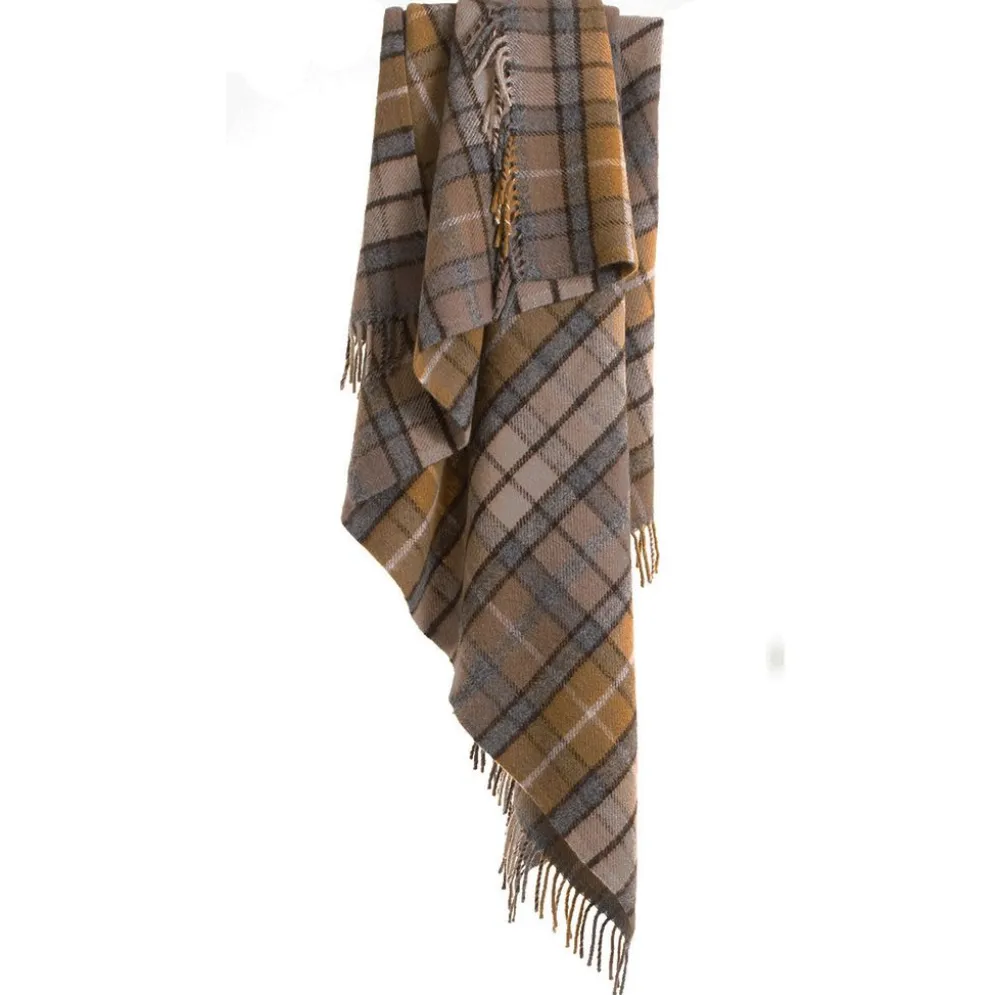 Skotskrutig ullpläd Natural Buchanan, 100% Ull, 150x183 cm