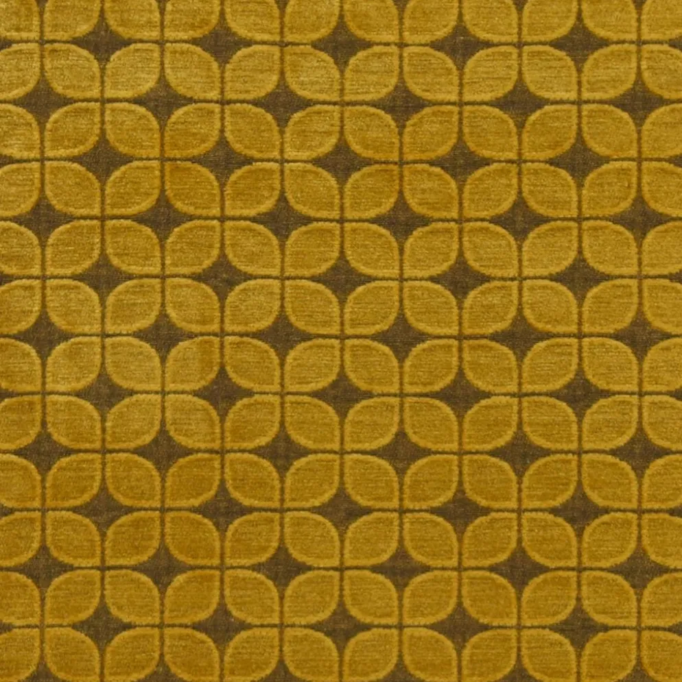 Soft retro leaf ochre möbeltyg