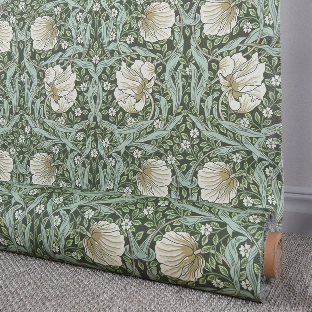 Textilvaxduk Grace grön - Klassisk blommig Arts and Crafts design